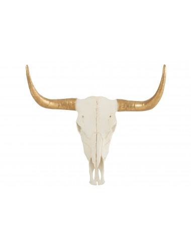 J-LINE Skull Cow Resin White/Gold Large