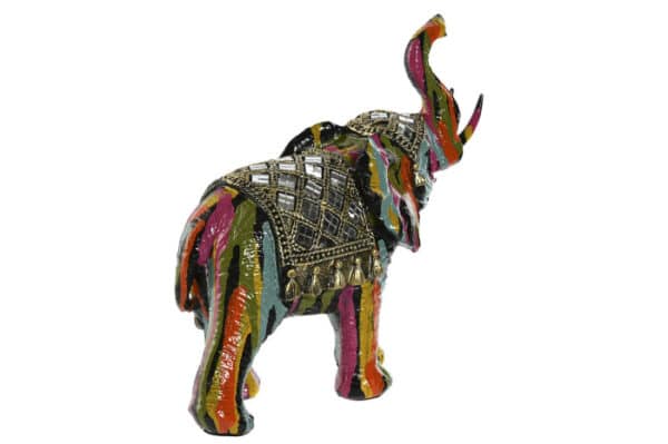 ITEM FIGURE RESIN 21.5X9X19.5 ELEPHANT MULTICOLORED - Image 2