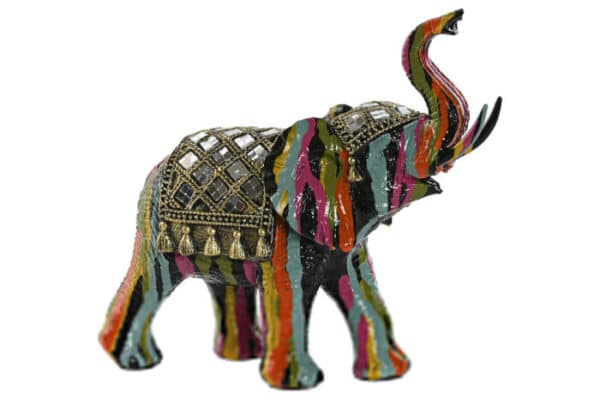 ITEM FIGURE RESIN 21.5X9X19.5 ELEPHANT MULTICOLORED