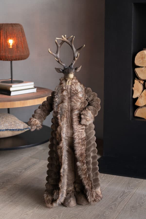 Deer Standing Coat Resin/Textile Brown Small