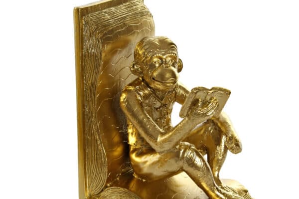 BOOKEND SET 2 RESIN 27X10X18 MONKEYS BOOK GOLDEN - Image 3