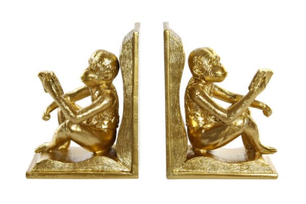 BOOKEND SET 2 RESIN 27X10X18 MONKEYS BOOK GOLDEN