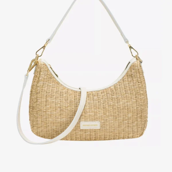 SOLEIL RATTAN SHOULDER BAG WHITE