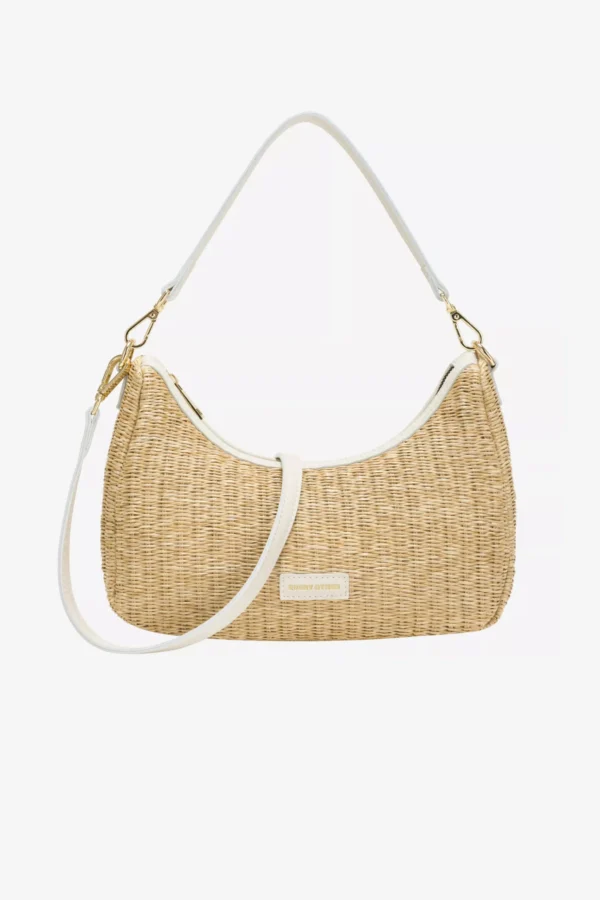 SOLEIL RATTAN SHOULDER BAG WHITE