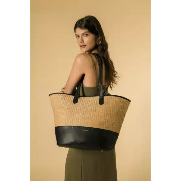 SOLEIL RATTAN TOTE BAG BLACK XL - Image 3