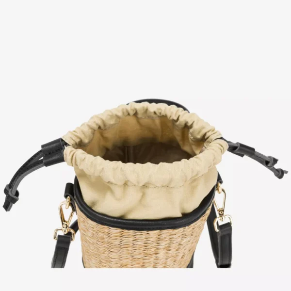SOLEIL RATTAN DRAWSTRING BUCKET BAG - Image 5