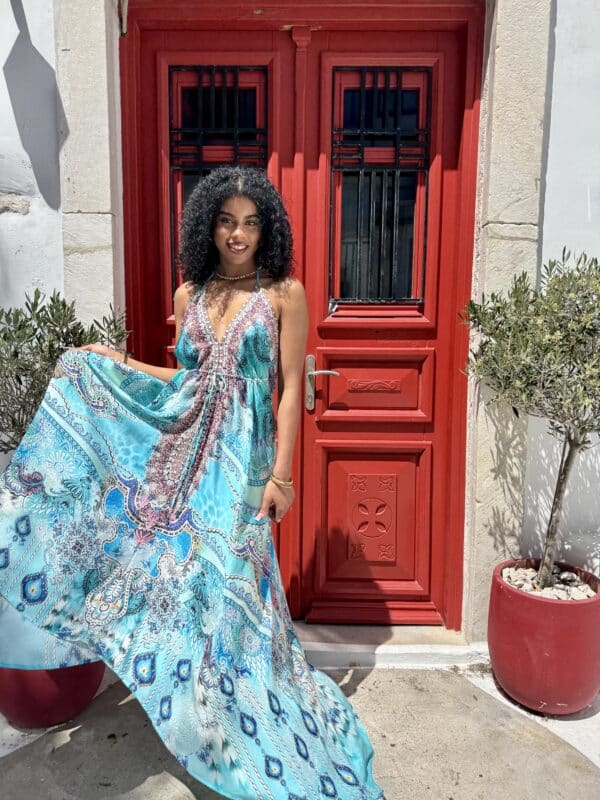 AISHA HI LO DRESS LONG AZURE - Image 2