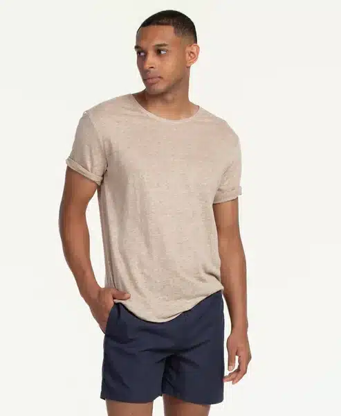 C-NECK LINEN SAND