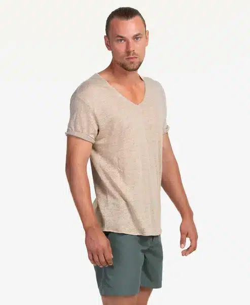 V-NECK LINEN SAND